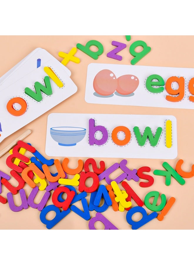 كابسترو لعبة تهجئة الكلمات الأبجدية الخشبية من كابسترو للأطفال - مجموعة بطاقات مطابقة الحروف وبناء الكلمات | لعبة تعليمية للقراءة المبكرة والصوتيات والتعلم المعرفي لأطفال ما قبل المدرسة - Image 1